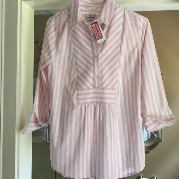 NWT-Vineyard vines pink/white striped cotton tunic - Picture 2 of 10